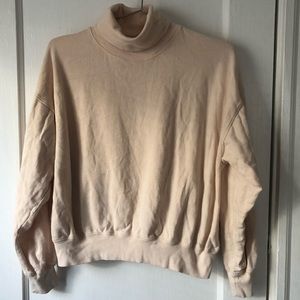 Blush beige J. Crew turtle neck sweatshirt- lightweight
